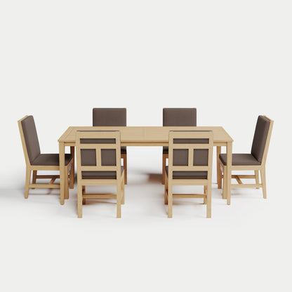 Heated Dining Set - Rectangle Table + 6 Armless Chairs 
