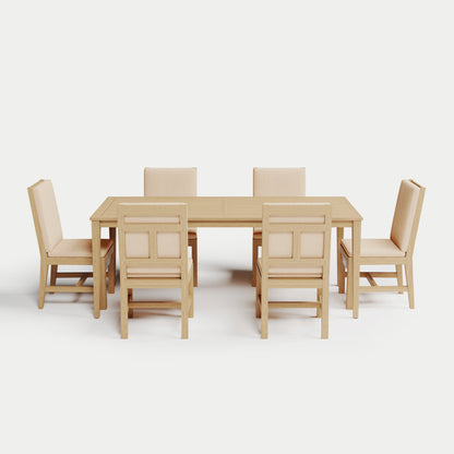 Heated Dining Set - Rectangle Table + 6 Armless Chairs 