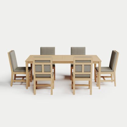 Heated Dining Set - Rectangle Table + 6 Armless Chairs 