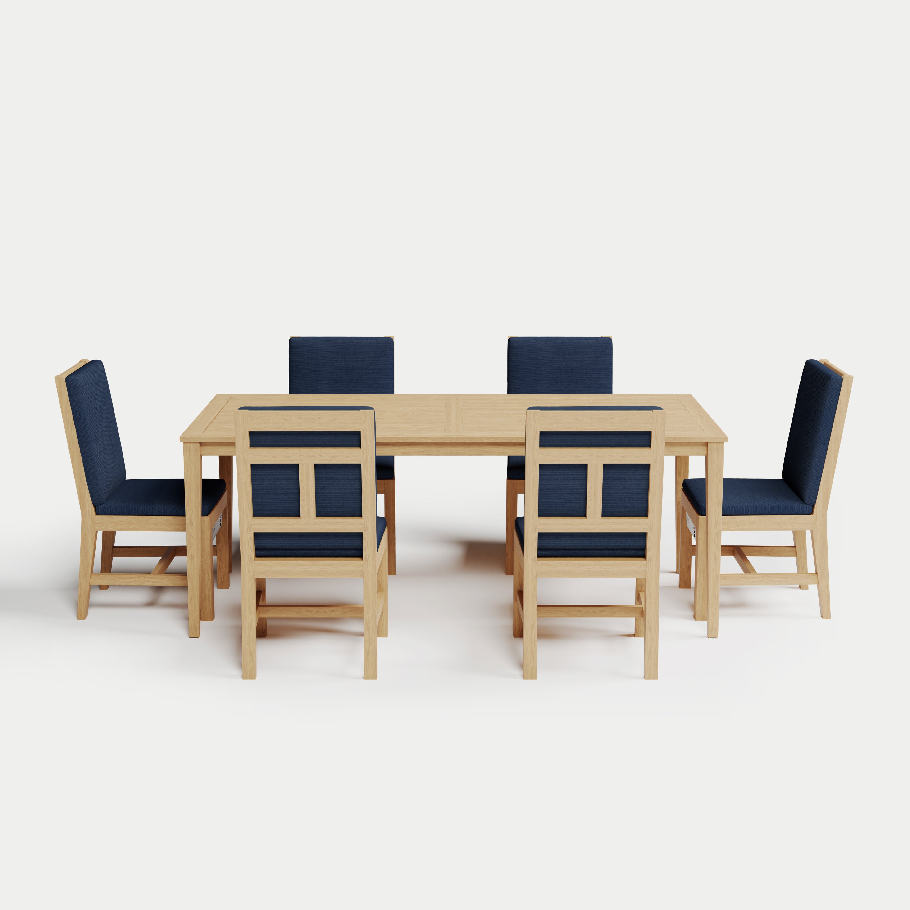 Heated Dining Set - Rectangle Table + 6 Armless Chairs 