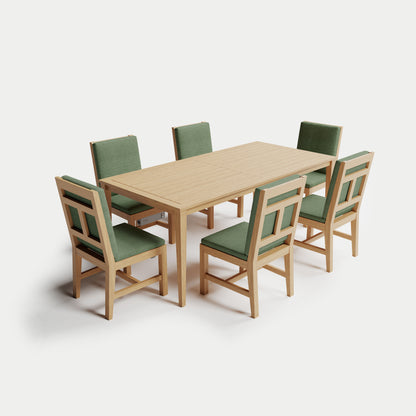 Heated Dining Set - Rectangle Table + 6 Armless Chairs 