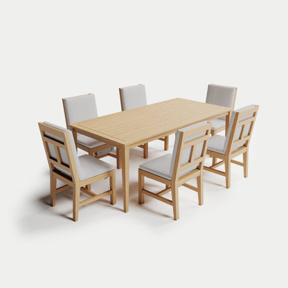 Heated Dining Set - Rectangle Table + 6 Armless Chairs 