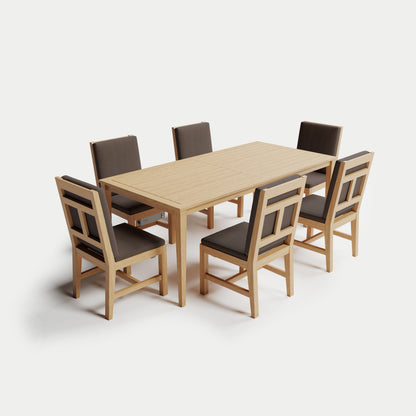 Heated Dining Set - Rectangle Table + 6 Armless Chairs 