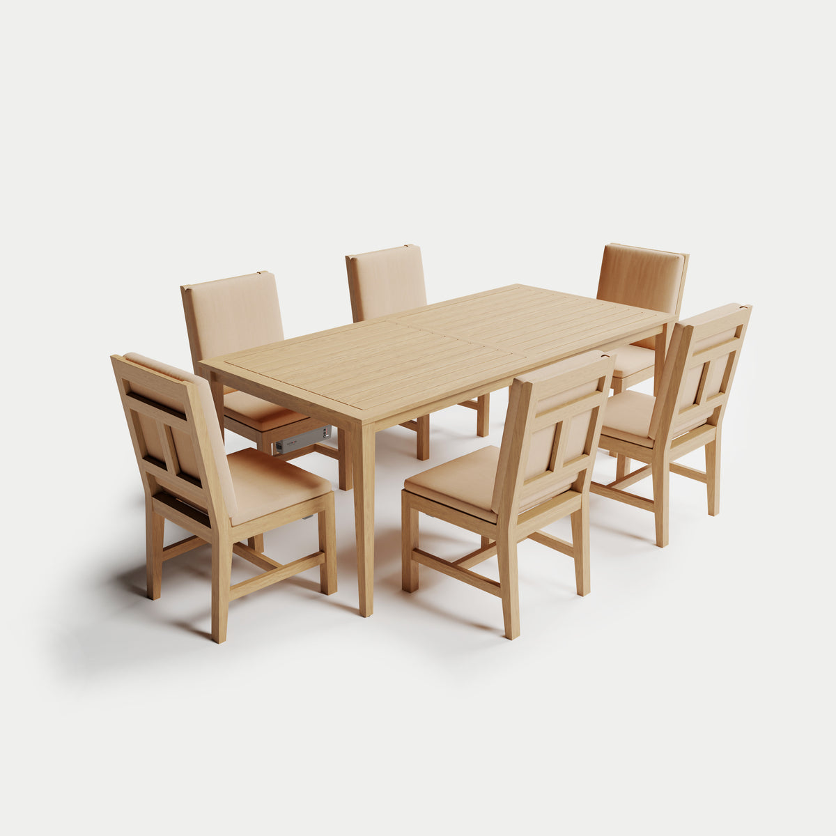 Heated Dining Set - Rectangle Table + 6 Armless Chairs 