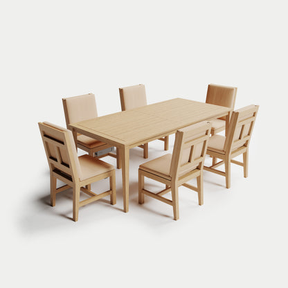 Heated Dining Set - Rectangle Table + 6 Armless Chairs 