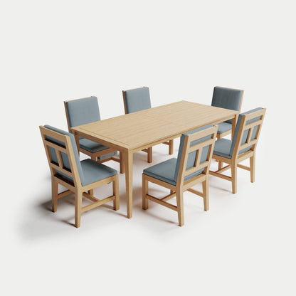 Heated Dining Set - Rectangle Table + 6 Armless Chairs 