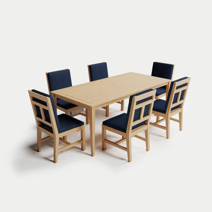 Heated Dining Set - Rectangle Table + 6 Armless Chairs 