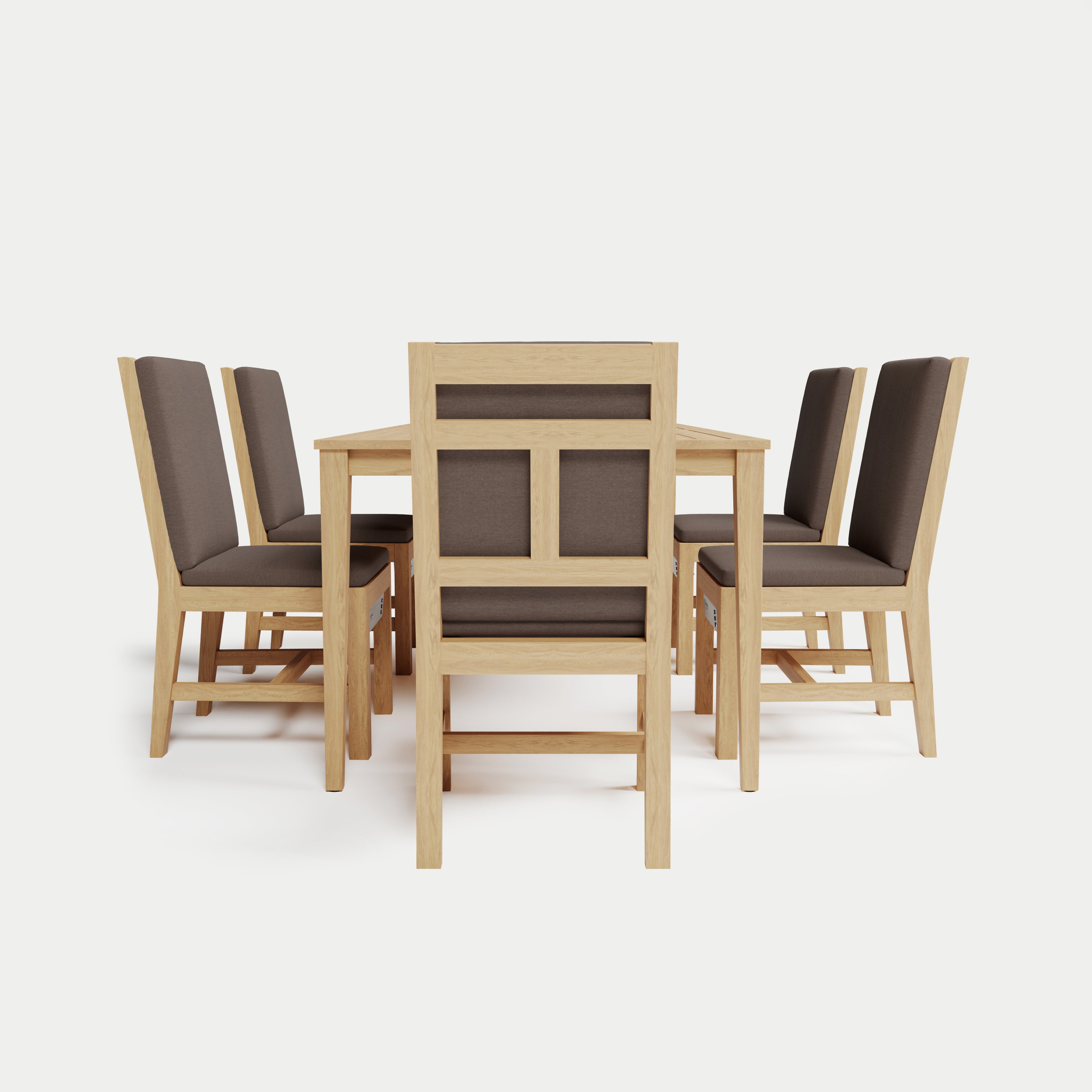 Heated Dining Set - Rectangle Table + 6 Armless Chairs 