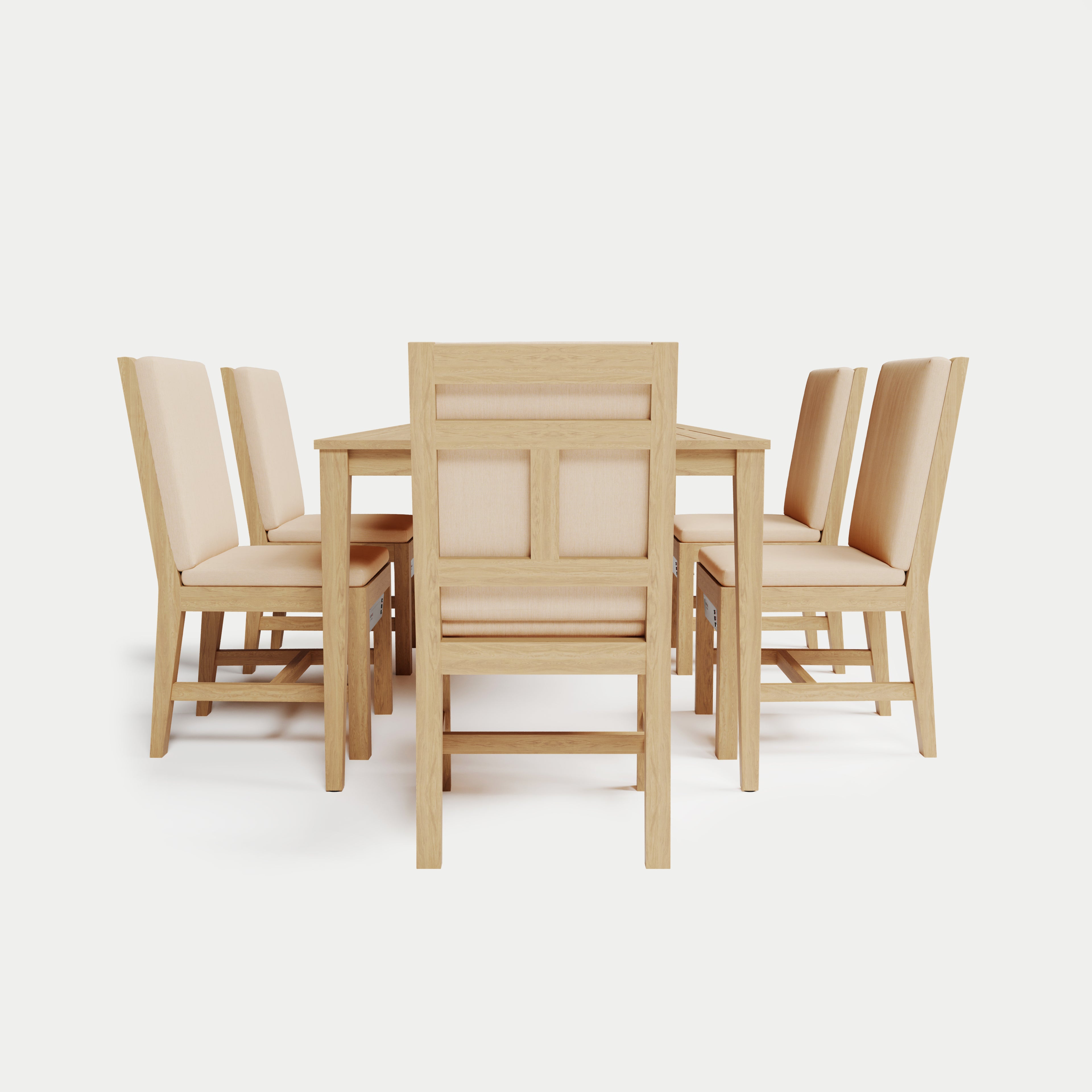 Heated Dining Set - Rectangle Table + 6 Armless Chairs 
