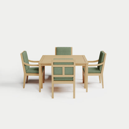 Heated Dining Set - Square Table + 4 Armchairs 