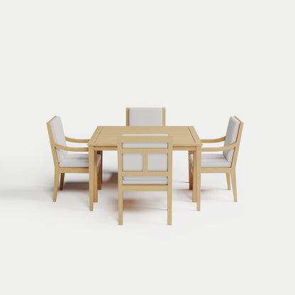 Heated Dining Set - Square Table + 4 Armchairs 