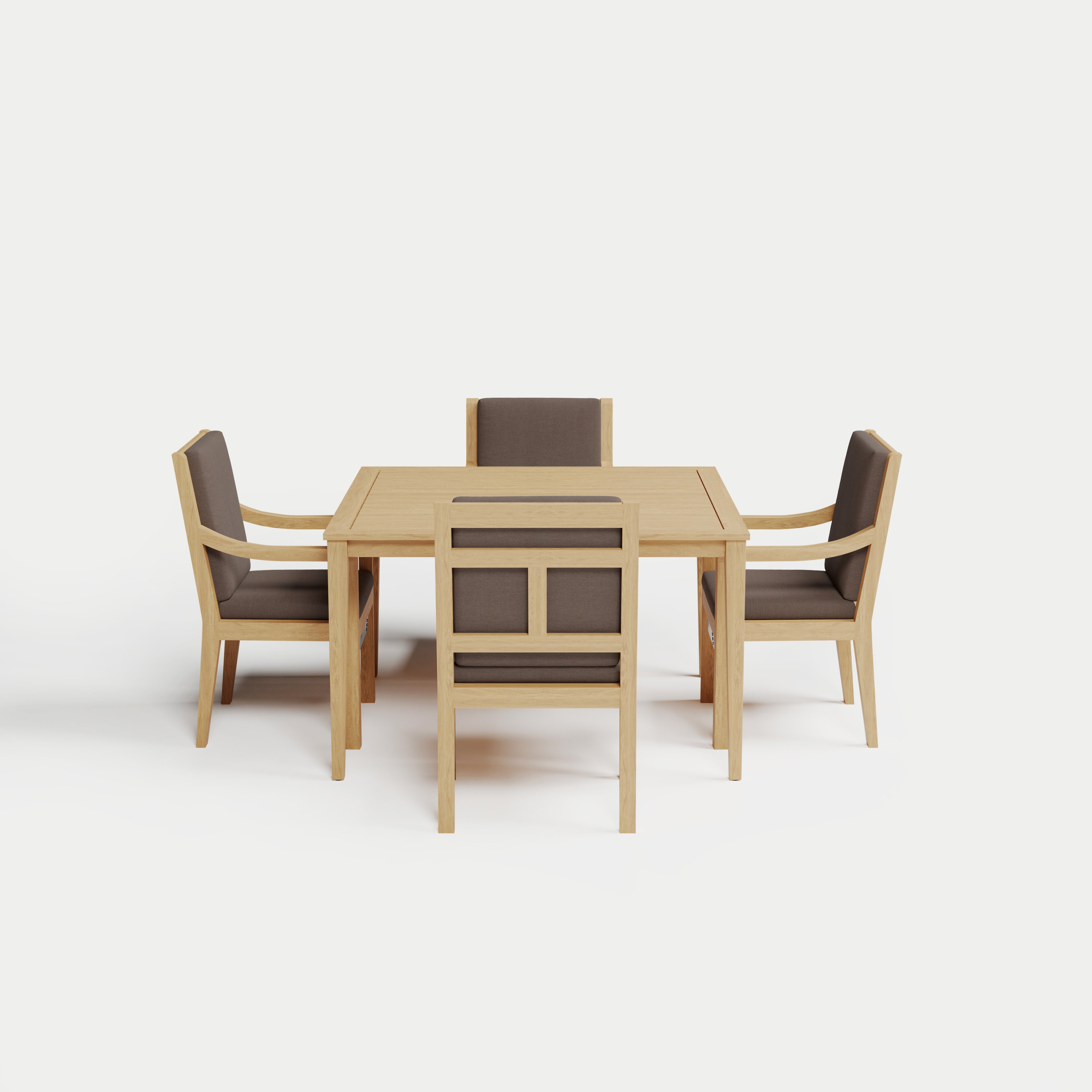 Heated Dining Set - Square Table + 4 Armchairs 