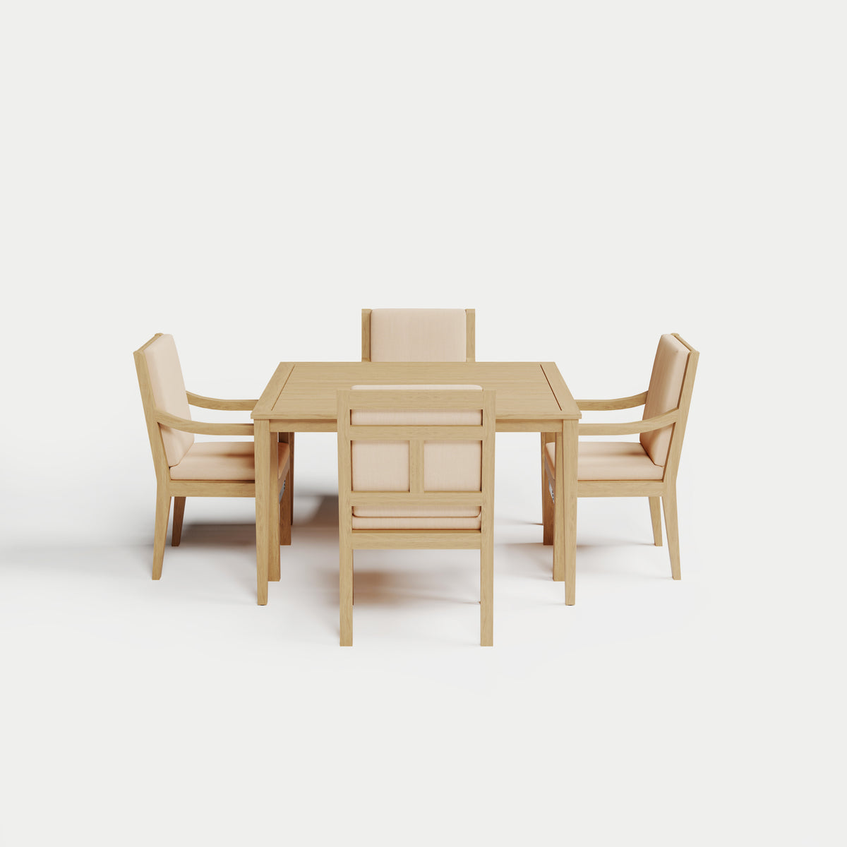 Heated Dining Set - Square Table + 4 Armchairs 