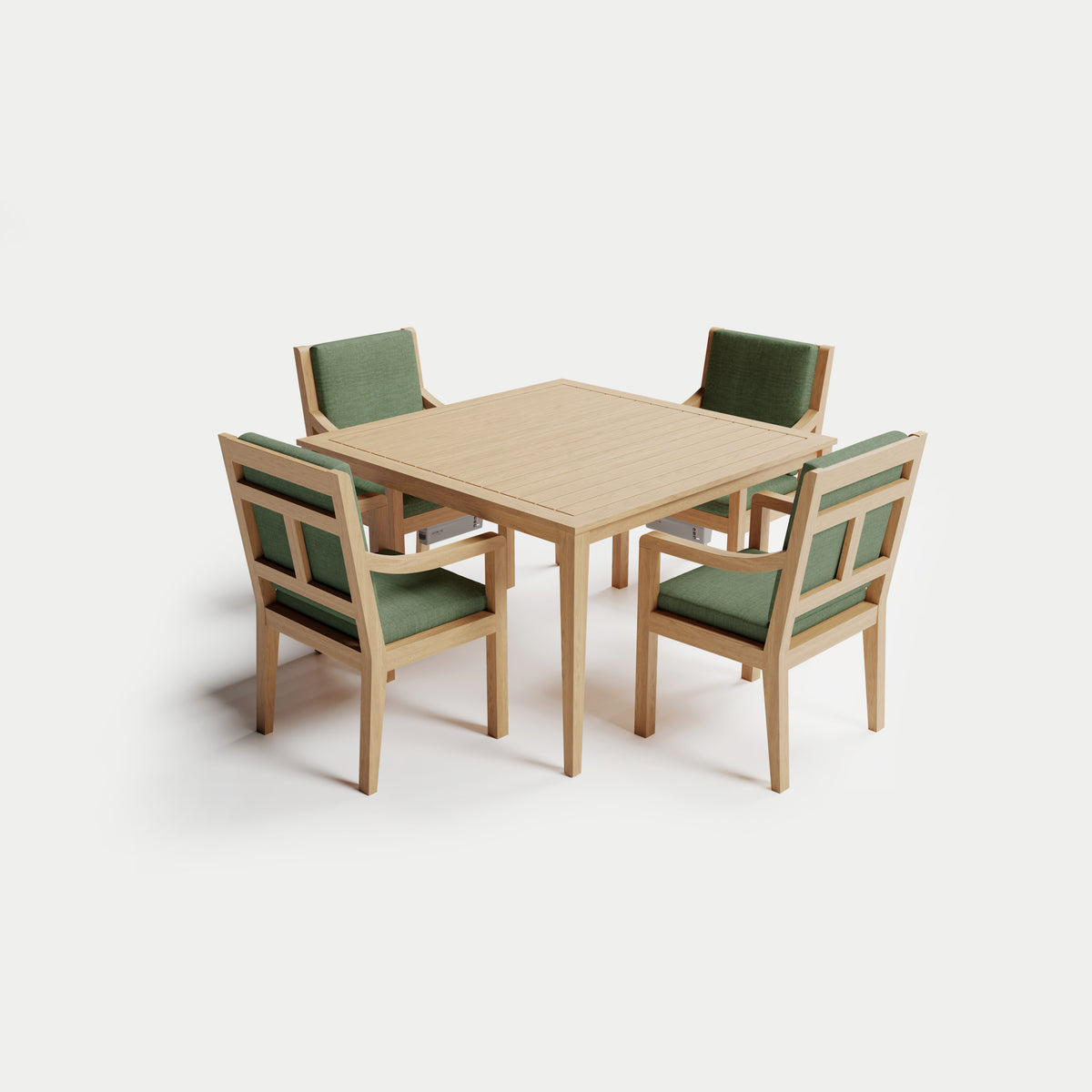 Heated Dining Set - Square Table + 4 Armchairs 