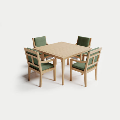 Heated Dining Set - Square Table + 4 Armchairs 