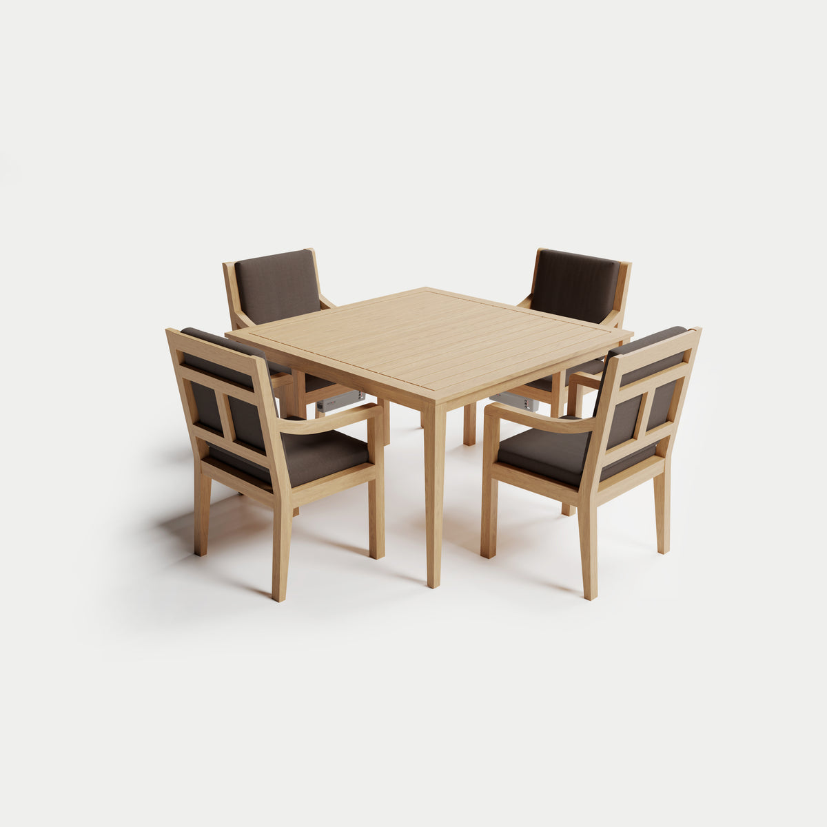 Heated Dining Set - Square Table + 4 Armchairs 