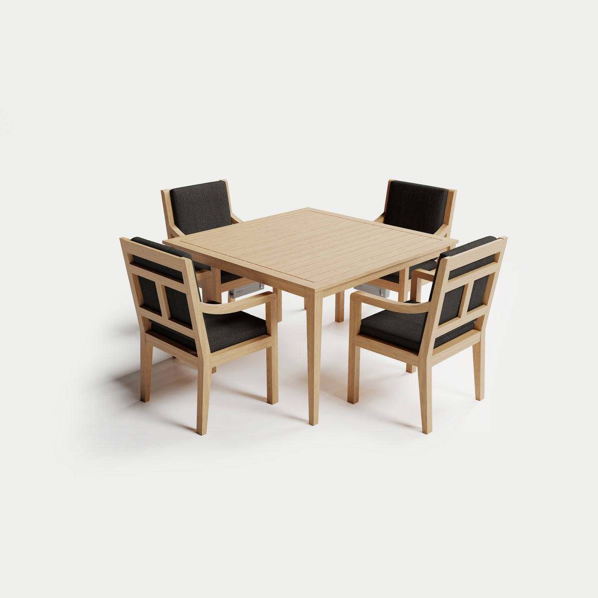 Heated Dining Set - Square Table + 4 Armchairs 