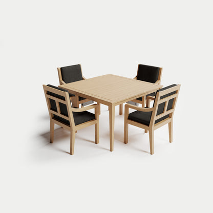 Heated Dining Set - Square Table + 4 Armchairs 