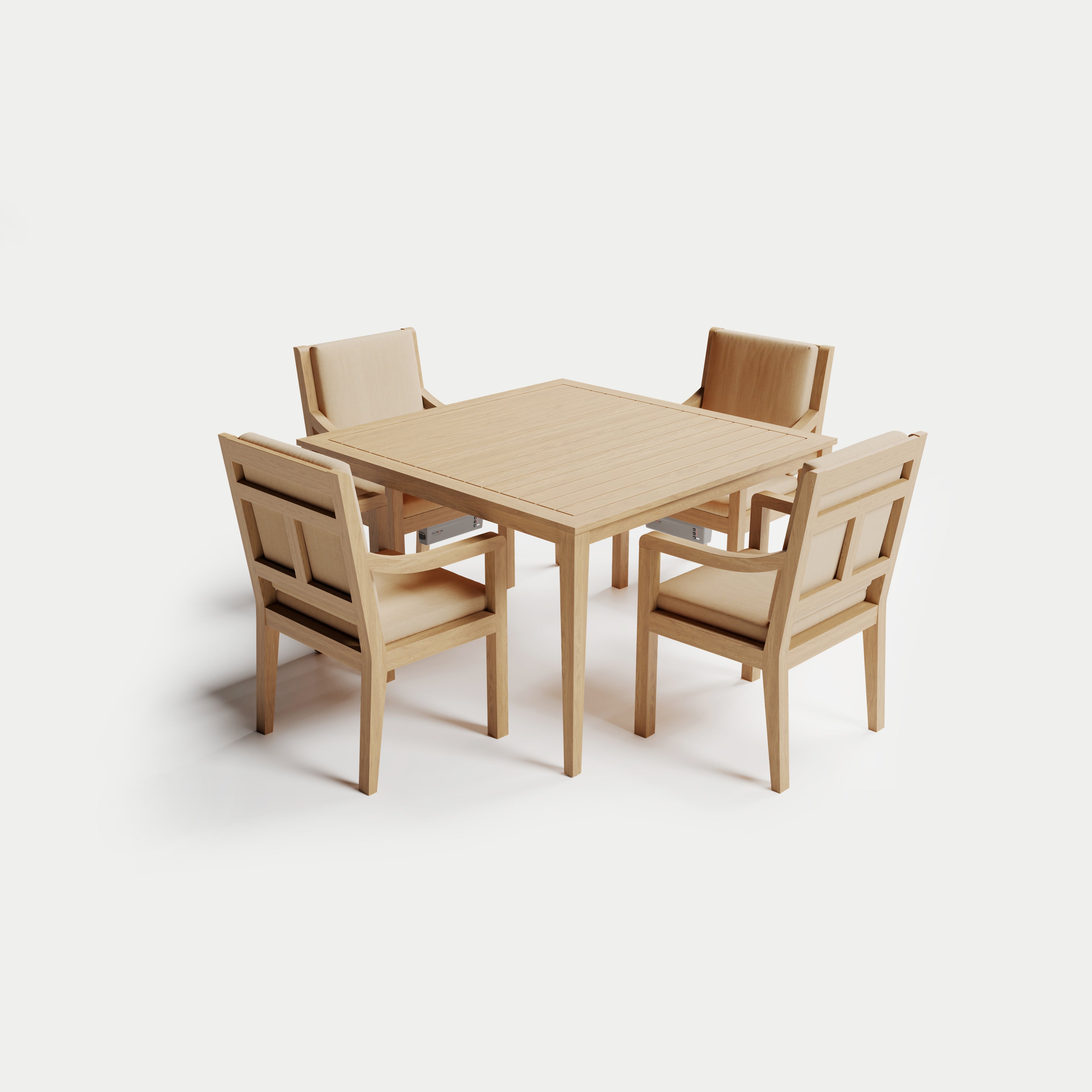 Heated Dining Set - Square Table + 4 Armchairs 