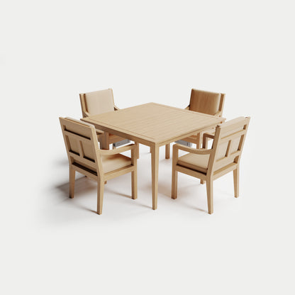 Heated Dining Set - Square Table + 4 Armchairs 