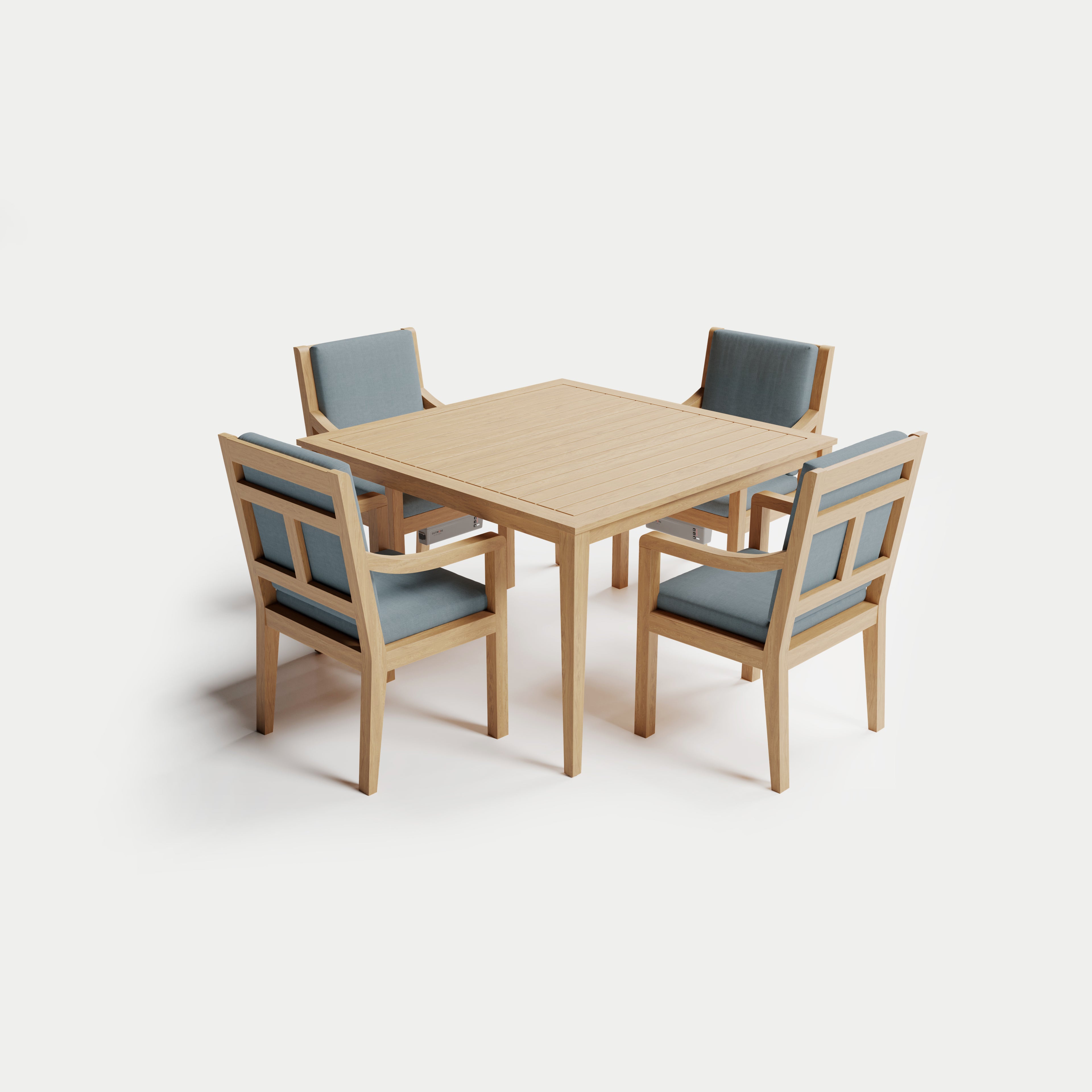Heated Dining Set - Square Table + 4 Armchairs 