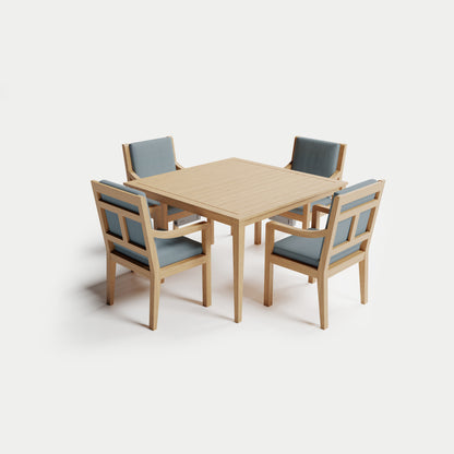 Heated Dining Set - Square Table + 4 Armchairs 