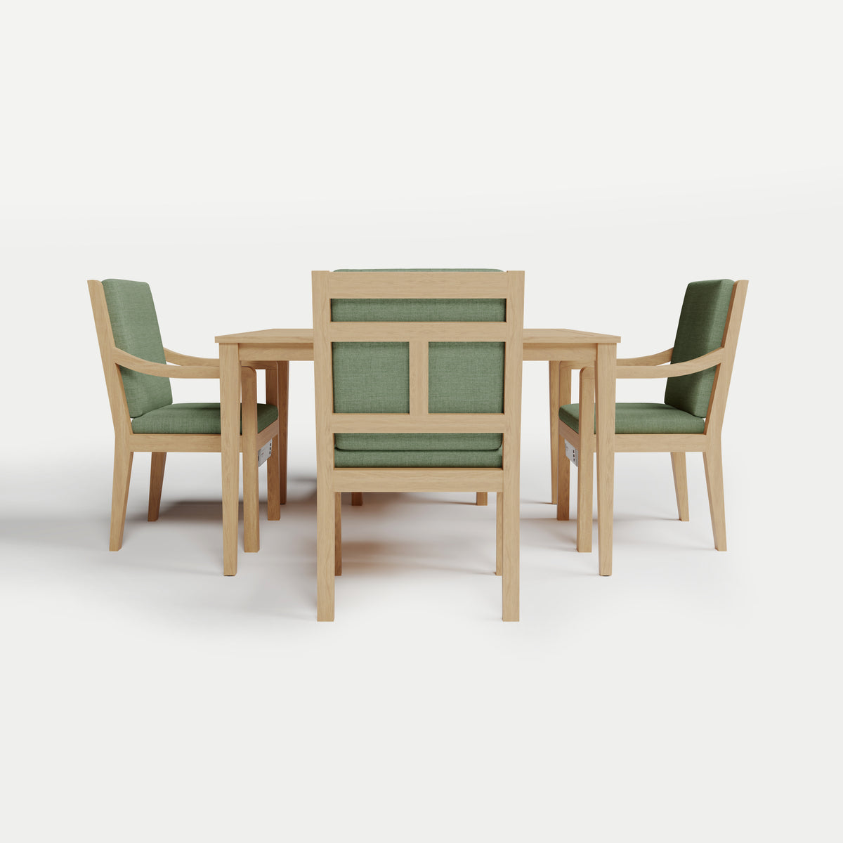 Heated Dining Set - Square Table + 4 Armchairs 