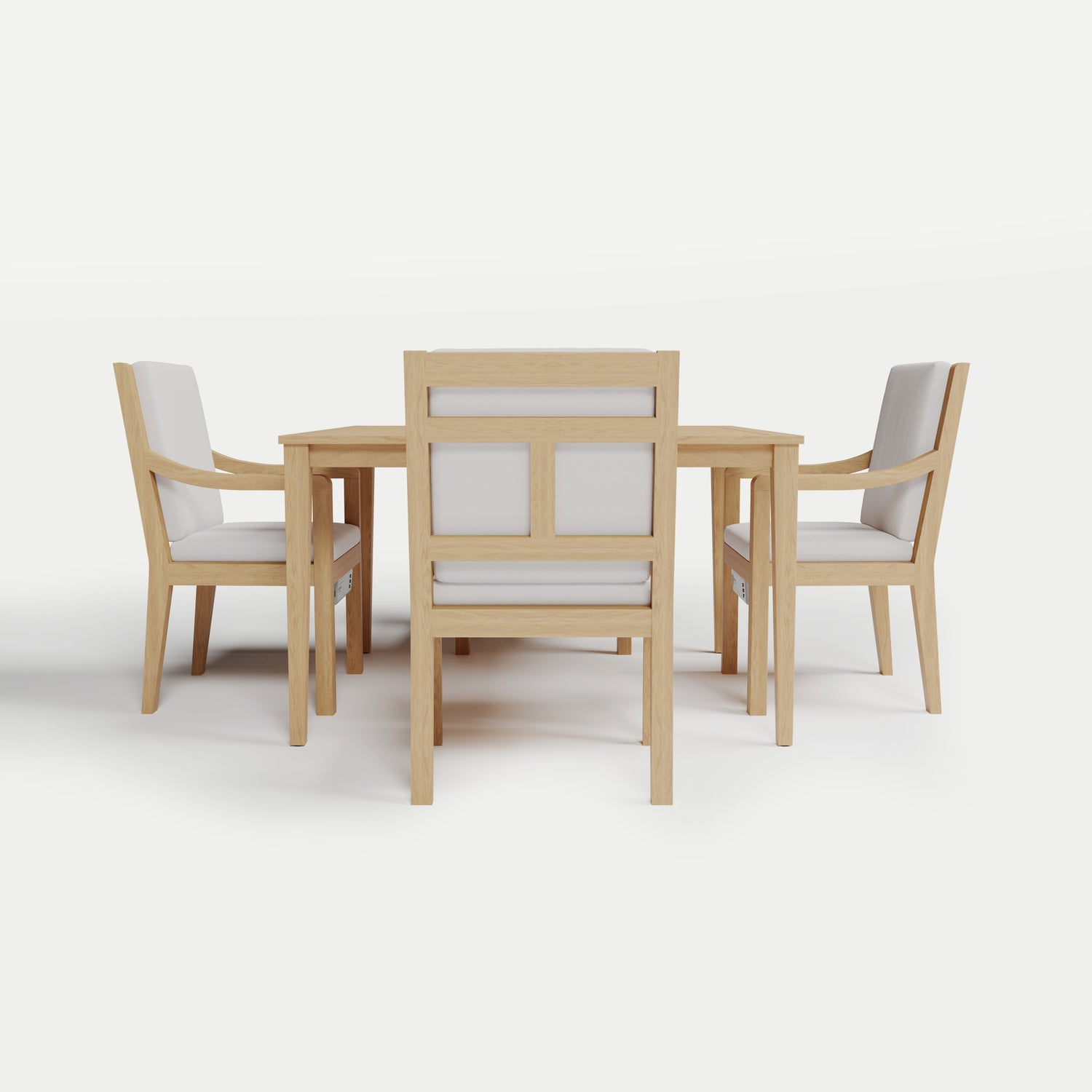 Heated Dining Set - Square Table + 4 Armchairs 