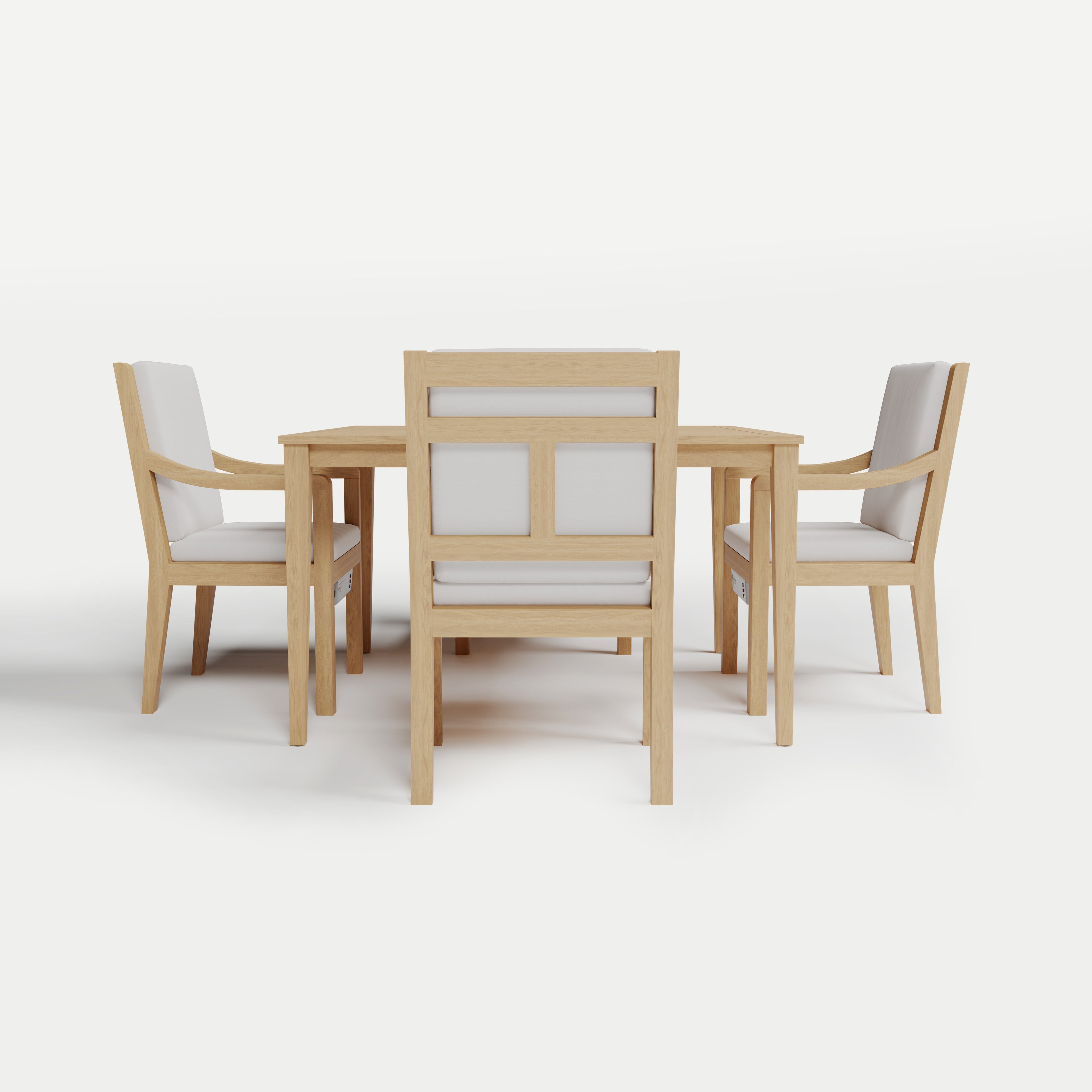Heated Dining Set - Square Table + 4 Armchairs 