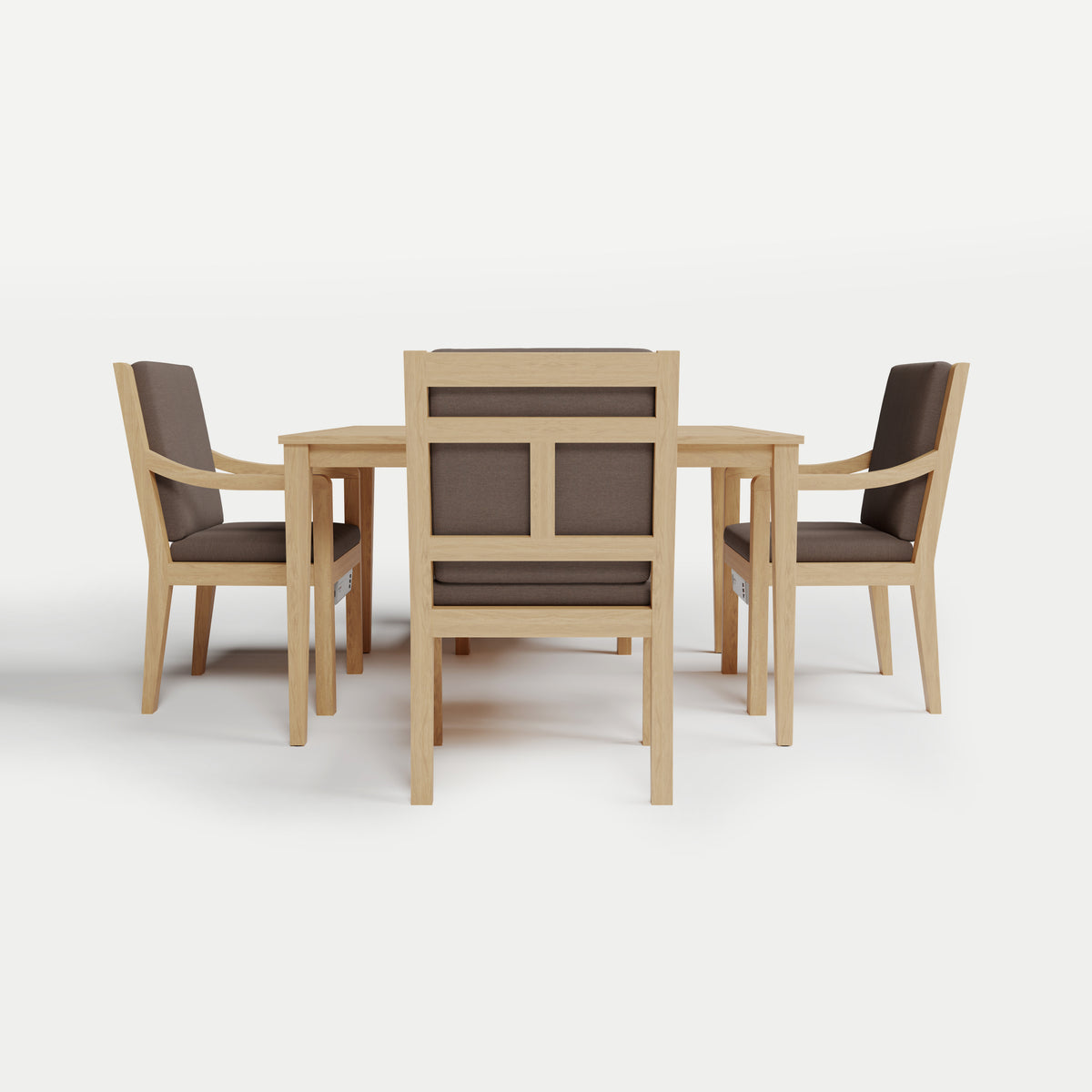 Heated Dining Set - Square Table + 4 Armchairs 