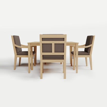 Heated Dining Set - Square Table + 4 Armchairs 