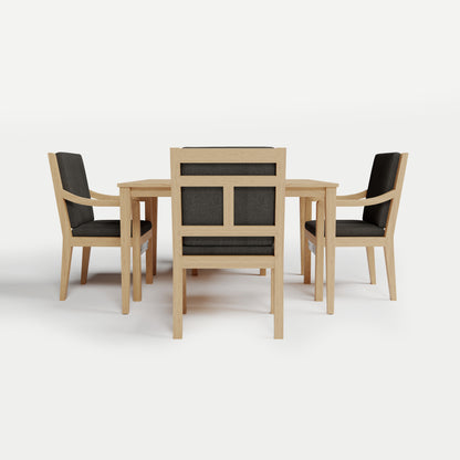 Heated Dining Set - Square Table + 4 Armchairs 