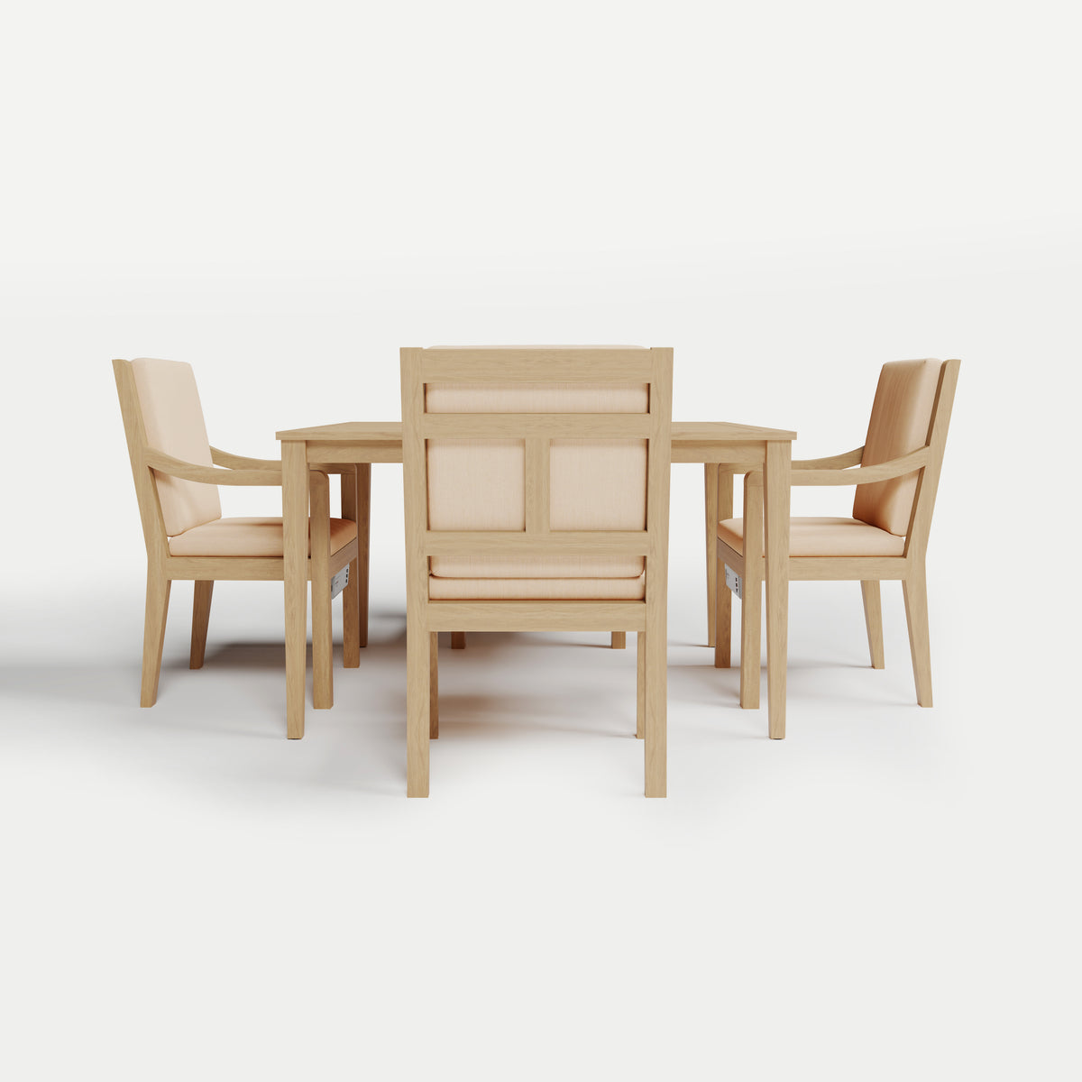 Heated Dining Set - Square Table + 4 Armchairs 