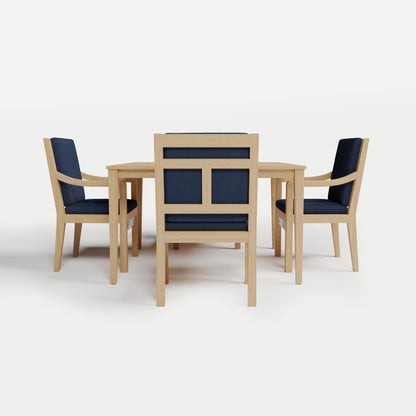 Heated Dining Set - Square Table + 4 Armchairs 