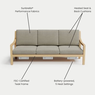 Heated Outdoor Teak Sofa 