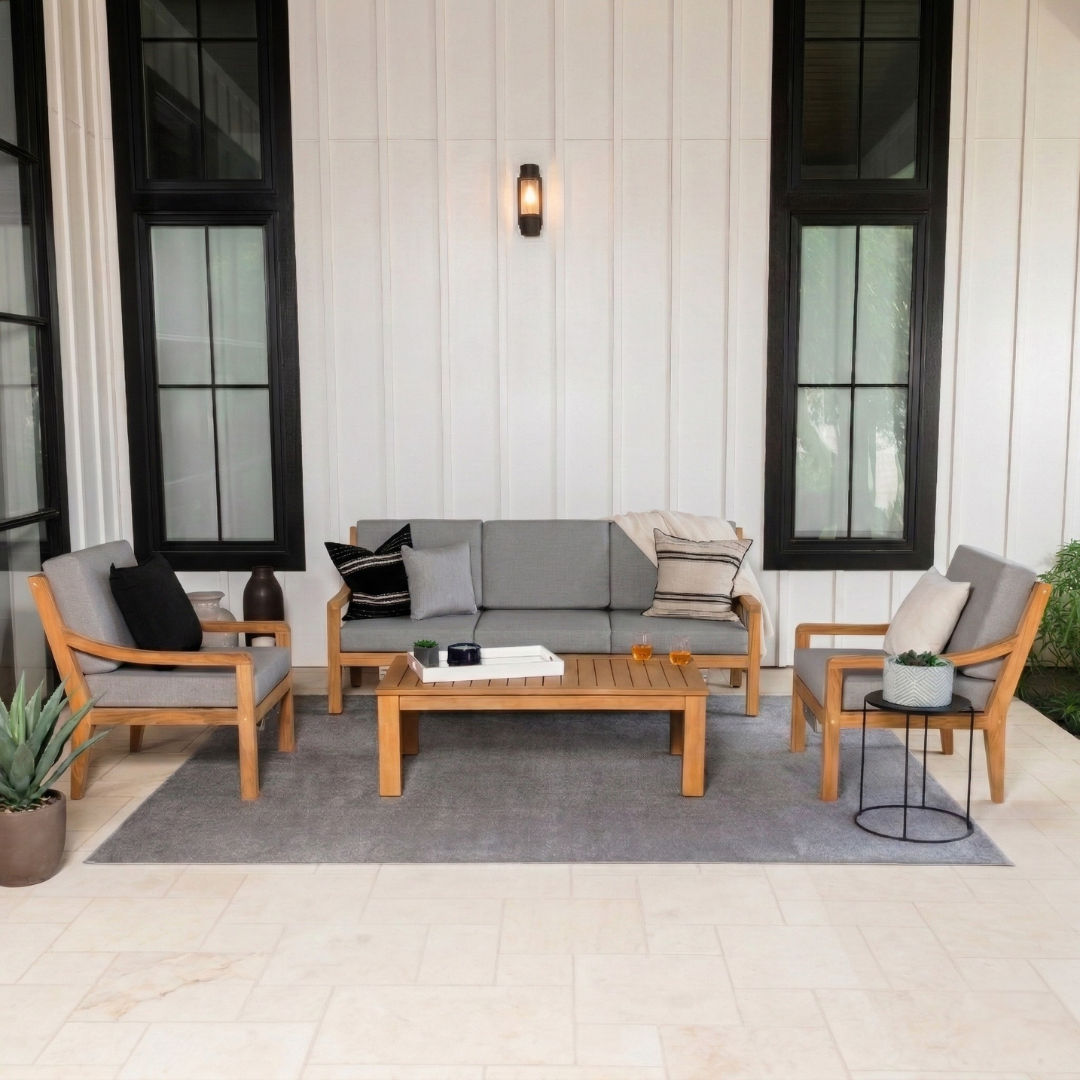 Heated Outdoor Teak Sofa Set 