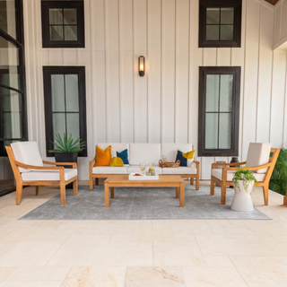 Heated Outdoor Teak Sofa Set 