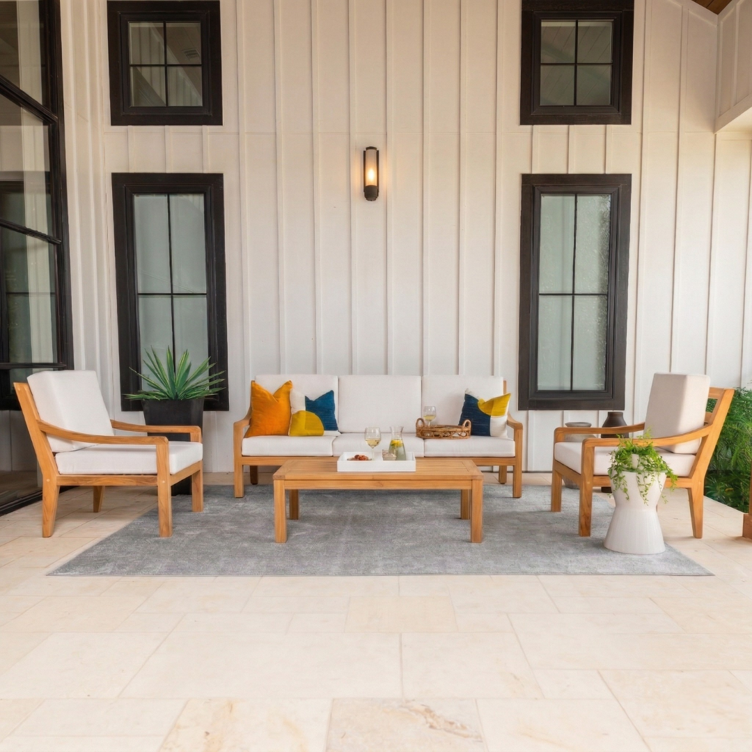 Heated Outdoor Teak Sofa Set 