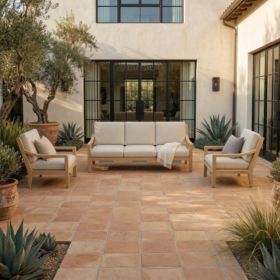 Heated Outdoor Teak Sofa Set 