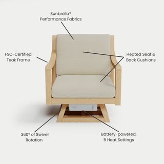 Heated Outdoor Teak Swivel Chair 