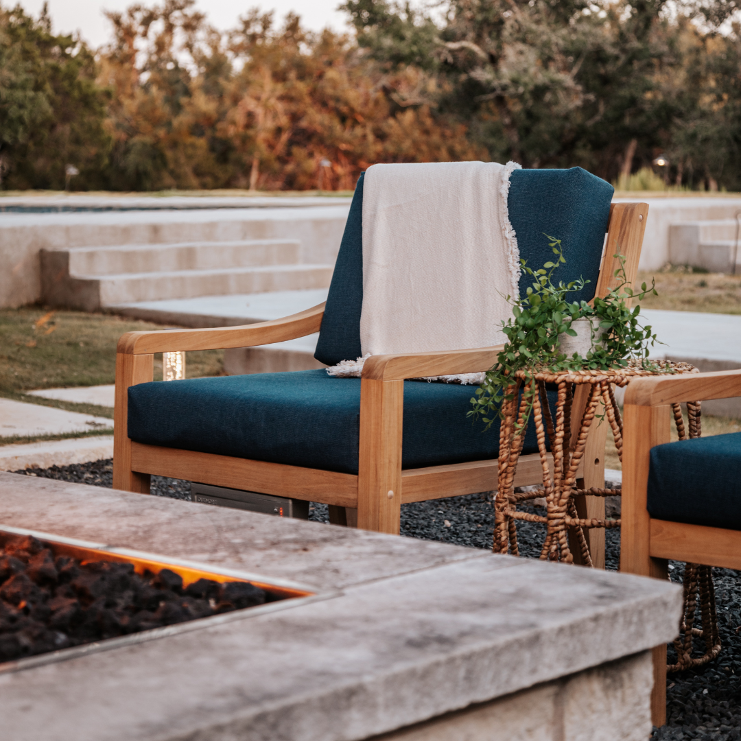 Heated Outdoor Teak Lounge Chair 