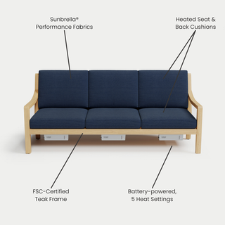 Heated Outdoor Teak Sofa 