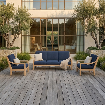 Heated Outdoor Teak Sofa Set 