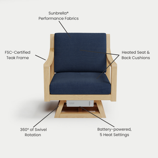 Heated Outdoor Teak Swivel Chair 