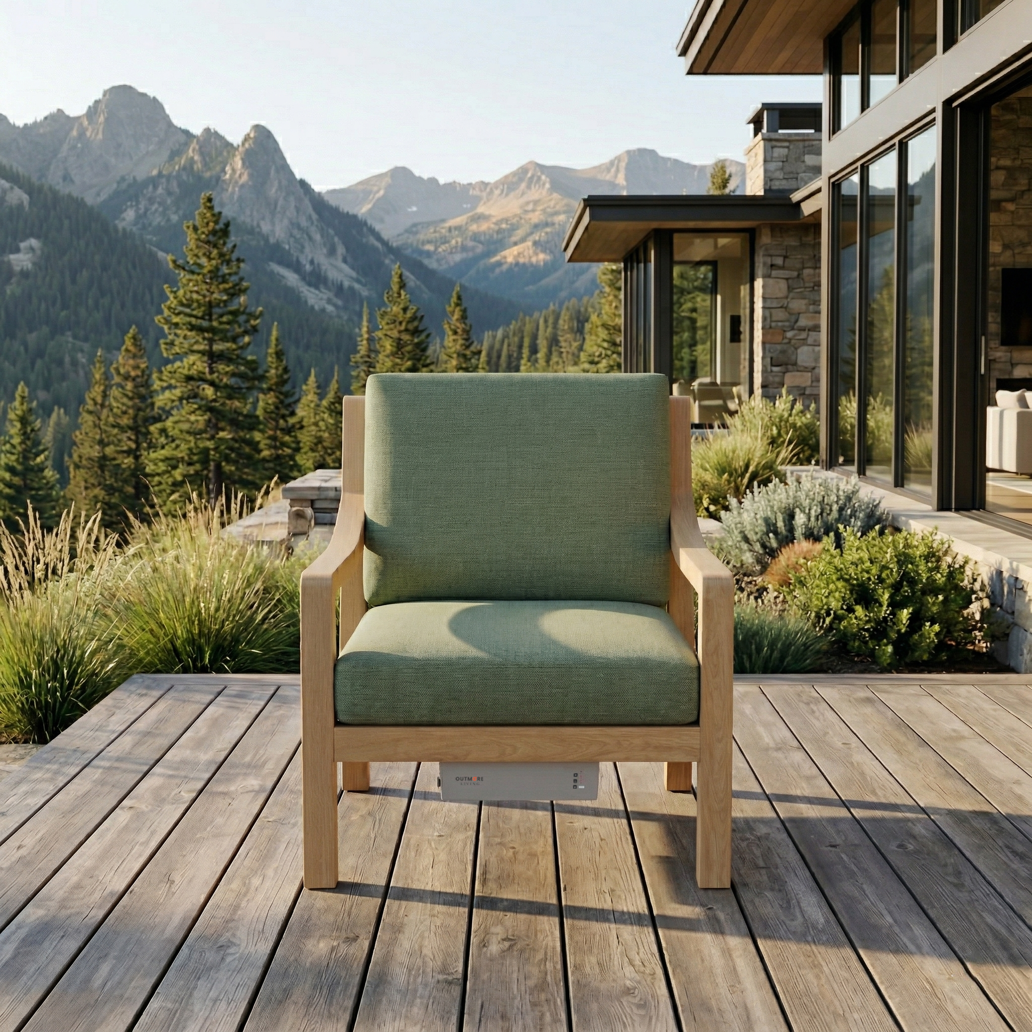 Heated Outdoor Teak Lounge Chair 