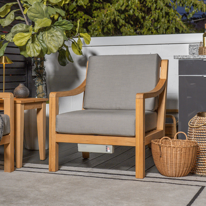 Heated Outdoor Teak Lounge Chair 