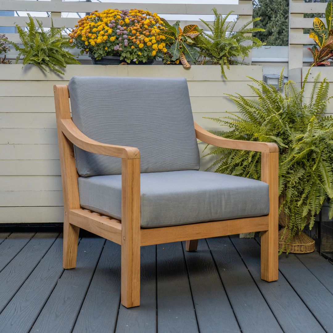 Heated Outdoor Teak Lounge Chair 