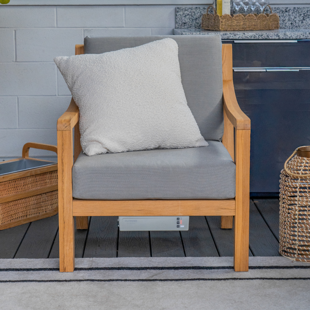 Heated Outdoor Teak Lounge Chair 