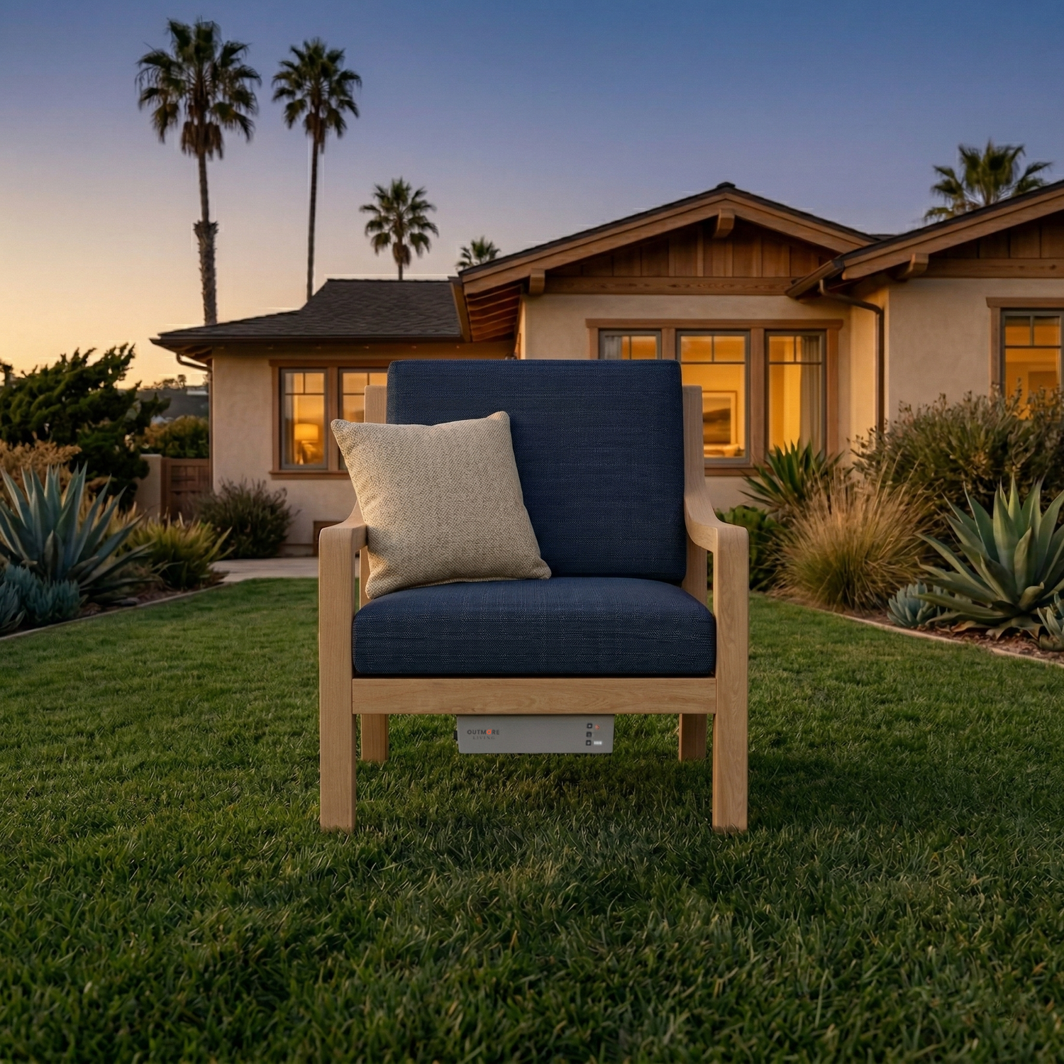Heated Outdoor Teak Lounge Chair 