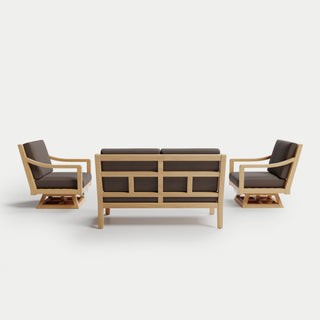 Heated Outdoor Teak Loveseat + Swivel Set 